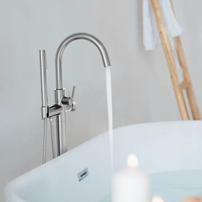 Casa Fixtures - Tub Faucets - Halo Floor Mount Tub Filler With Hand Shower (CTF-3001)