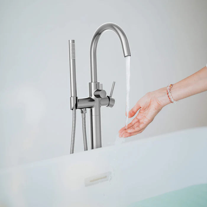 Casa Fixtures - Tub Faucets - Halo Floor Mount Tub Filler With Hand Shower (CTF-3001)