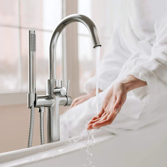 Casa Fixtures - Tub Faucets - Halo Floor Mount Tub Filler With Hand Shower (CTF-3001)