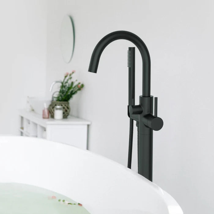 Casa Fixtures - Tub Faucets - Halo Floor Mount Tub Filler With Hand Shower (CTF-3001)