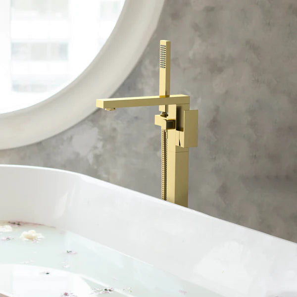 Casa Fixtures - Tub Faucets - Quadra Floor Mount Tub Filler With Hand Shower (CTF-3002)