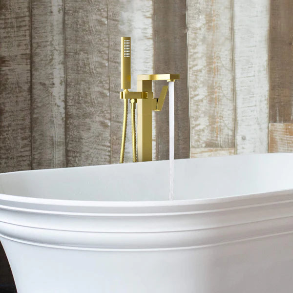 Casa Fixtures - Tub Faucets - Quadra Floor Mount Tub Filler With Hand Shower (CTF-3002)