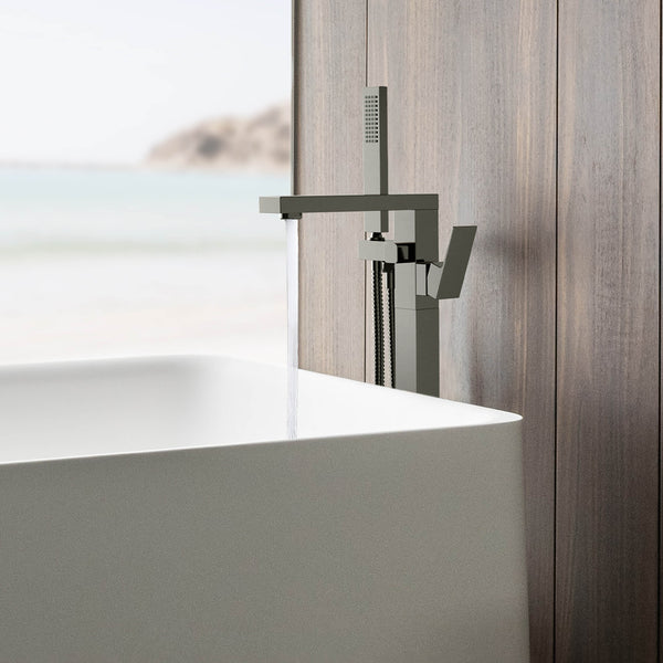 Casa Fixtures - Tub Faucets - Quadra Floor Mount Tub Filler With Hand Shower (CTF-3002)