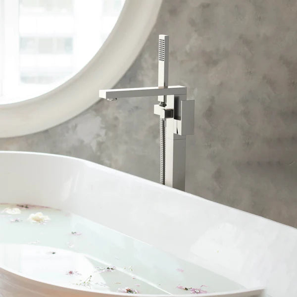 Casa Fixtures - Tub Faucets - Quadra Floor Mount Tub Filler With Hand Shower (CTF-3002)