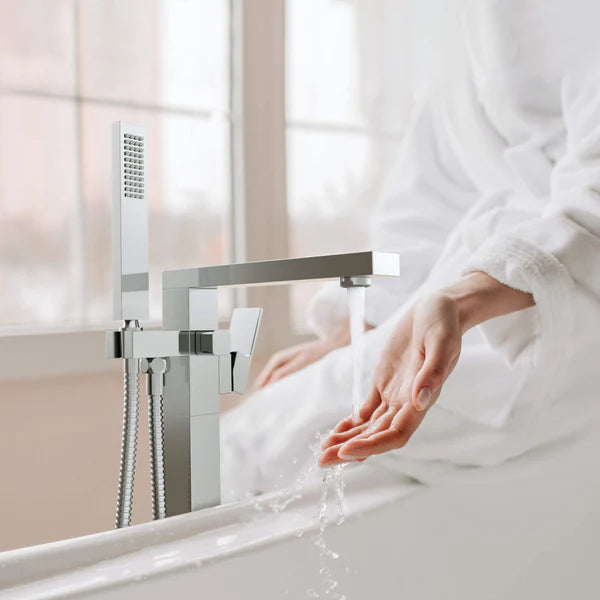 Casa Fixtures - Tub Faucets - Quadra Floor Mount Tub Filler With Hand Shower (CTF-3002)