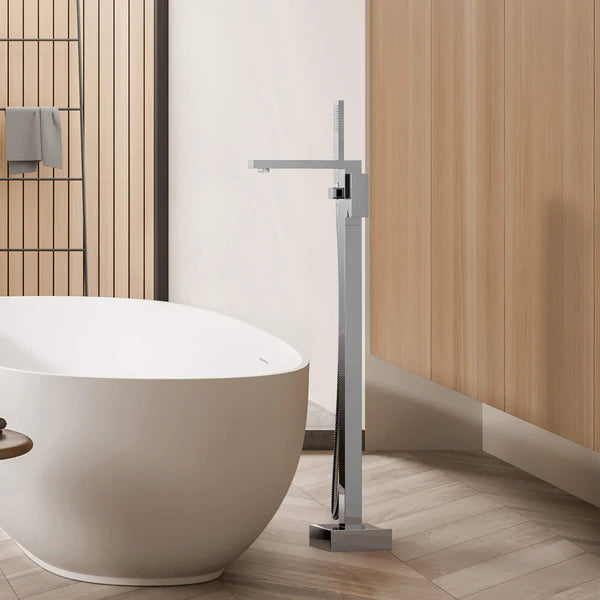 Casa Fixtures - Tub Faucets - Quadra Floor Mount Tub Filler With Hand Shower (CTF-3002)