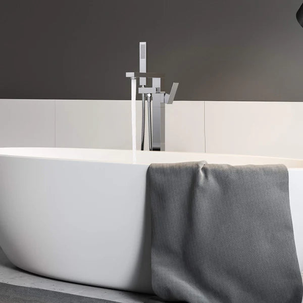 Casa Fixtures - Tub Faucets - Quadra Floor Mount Tub Filler With Hand Shower (CTF-3002)