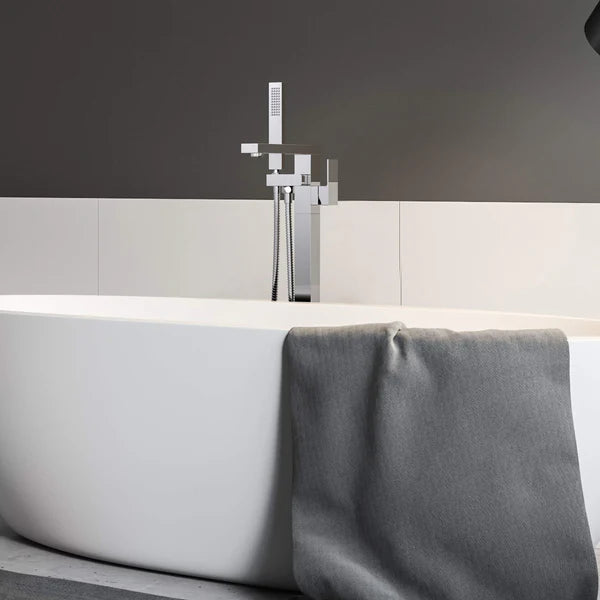 Casa Fixtures - Tub Faucets - Quadra Floor Mount Tub Filler With Hand Shower (CTF-3002)