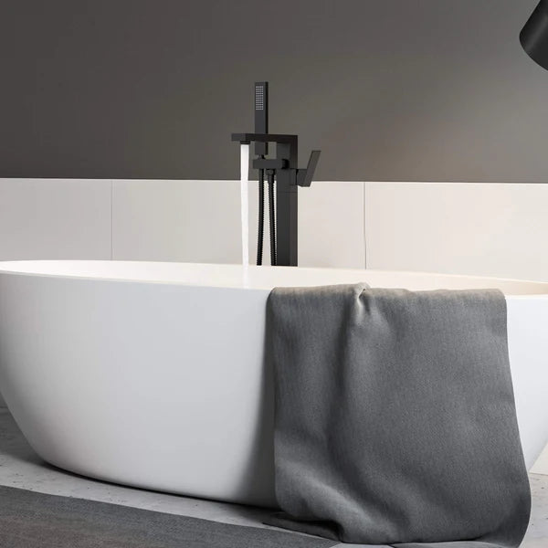 Casa Fixtures - Tub Faucets - Quadra Floor Mount Tub Filler With Hand Shower (CTF-3002)