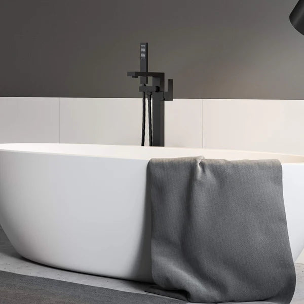 Casa Fixtures - Tub Faucets - Quadra Floor Mount Tub Filler With Hand Shower (CTF-3002)