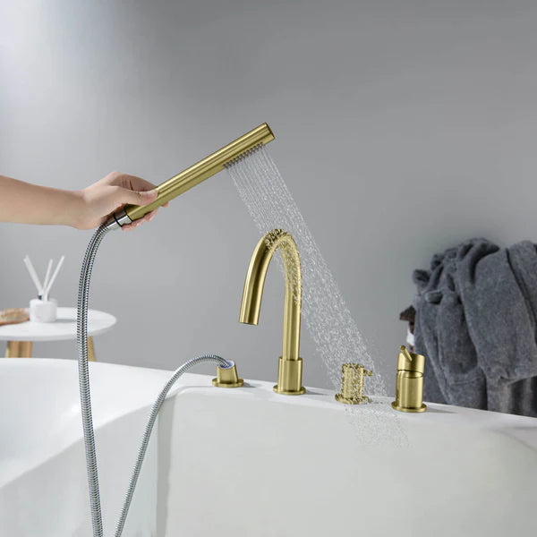 Casa Fixtures - Tub Faucets - Halo Deck Mounted Roman Bathtub Faucet with Hand Shower (CTF-3101)