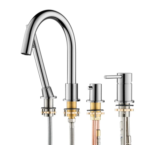 Casa Fixtures - Tub Faucets - Halo Deck Mounted Roman Bathtub Faucet with Hand Shower (CTF-3101)