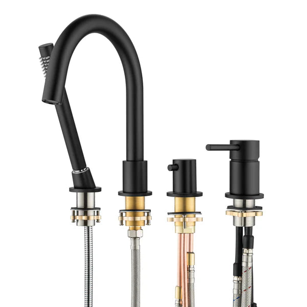 Casa Fixtures - Tub Faucets - Halo Deck Mounted Roman Bathtub Faucet with Hand Shower (CTF-3101)