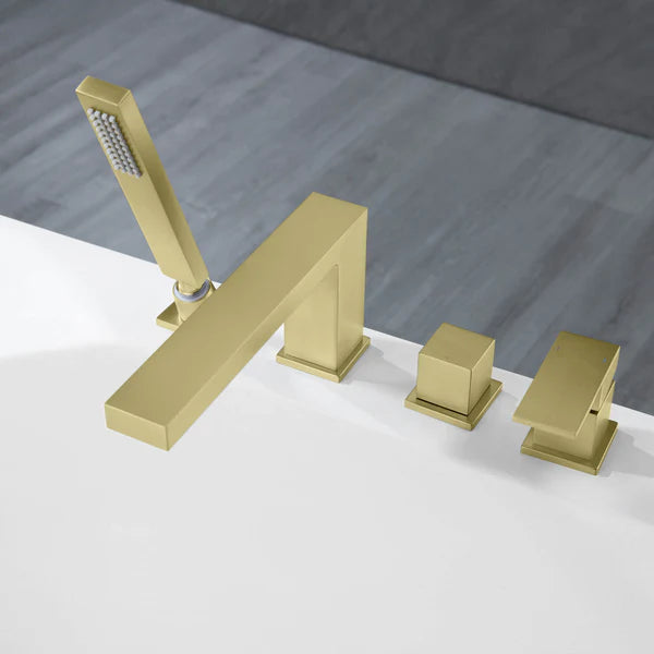 Casa Fixtures - Tub Faucets - Quadra Deck Mounted Roman Bathtub Faucet with Hand Shower (CTF-3102)