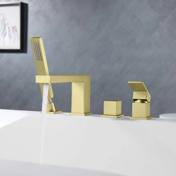 Casa Fixtures - Tub Faucets - Quadra Deck Mounted Roman Bathtub Faucet with Hand Shower (CTF-3102)