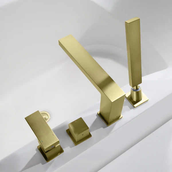 Casa Fixtures - Tub Faucets - Quadra Deck Mounted Roman Bathtub Faucet with Hand Shower (CTF-3102)