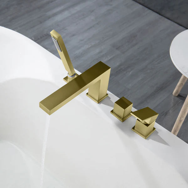 Casa Fixtures - Tub Faucets - Quadra Deck Mounted Roman Bathtub Faucet with Hand Shower (CTF-3102)