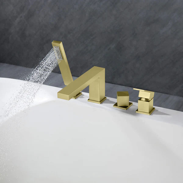 Casa Fixtures - Tub Faucets - Quadra Deck Mounted Roman Bathtub Faucet with Hand Shower (CTF-3102)