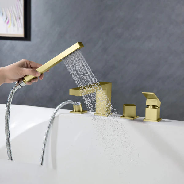 Casa Fixtures - Tub Faucets - Quadra Deck Mounted Roman Bathtub Faucet with Hand Shower (CTF-3102)