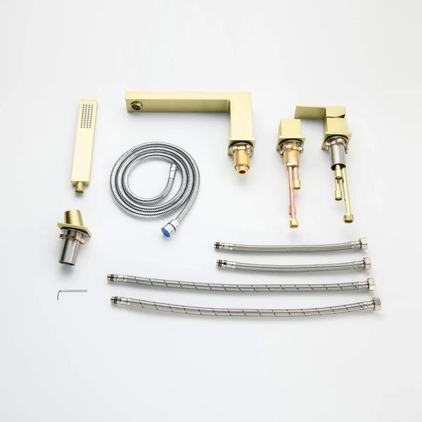 Casa Fixtures - Tub Faucets - Quadra Deck Mounted Roman Bathtub Faucet with Hand Shower (CTF-3102)