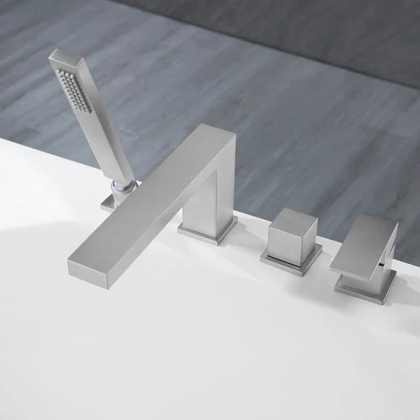 Casa Fixtures - Tub Faucets - Quadra Deck Mounted Roman Bathtub Faucet with Hand Shower (CTF-3102)