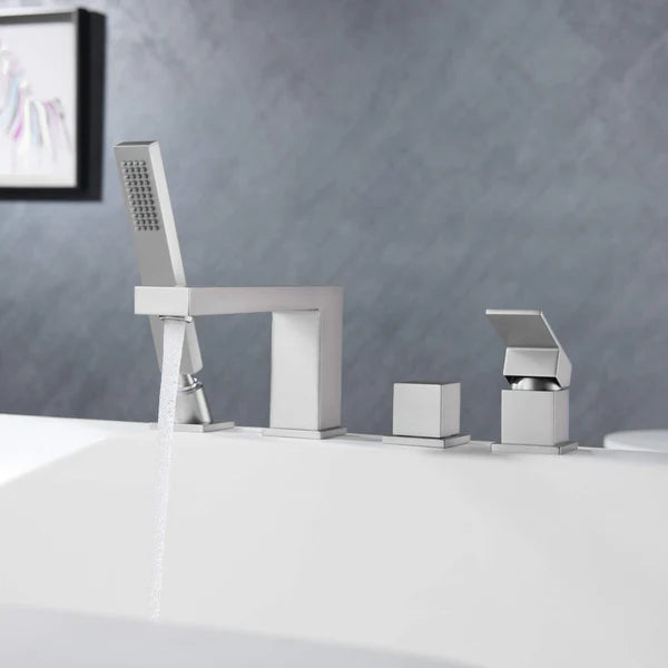 Casa Fixtures - Tub Faucets - Quadra Deck Mounted Roman Bathtub Faucet with Hand Shower (CTF-3102)