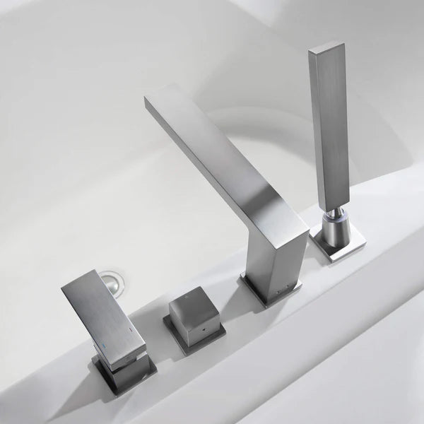 Casa Fixtures - Tub Faucets - Quadra Deck Mounted Roman Bathtub Faucet with Hand Shower (CTF-3102)