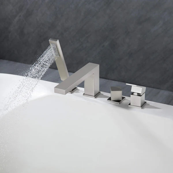 Casa Fixtures - Tub Faucets - Quadra Deck Mounted Roman Bathtub Faucet with Hand Shower (CTF-3102)