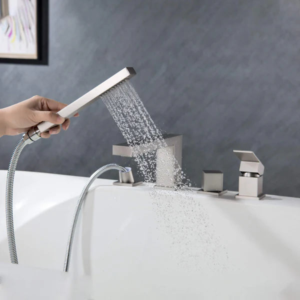 Casa Fixtures - Tub Faucets - Quadra Deck Mounted Roman Bathtub Faucet with Hand Shower (CTF-3102)