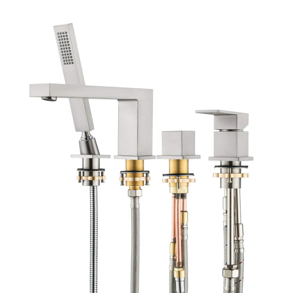 Casa Fixtures - Tub Faucets - Quadra Deck Mounted Roman Bathtub Faucet with Hand Shower (CTF-3102)
