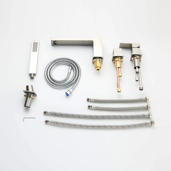 Casa Fixtures - Tub Faucets - Quadra Deck Mounted Roman Bathtub Faucet with Hand Shower (CTF-3102)