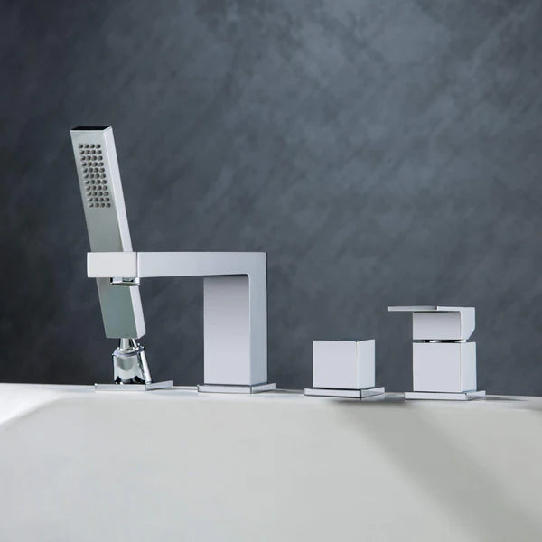 Casa Fixtures - Tub Faucets - Quadra Deck Mounted Roman Bathtub Faucet with Hand Shower (CTF-3102)