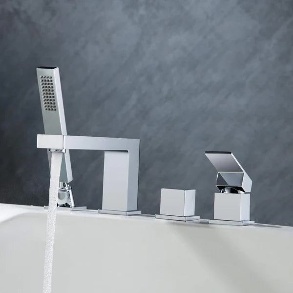 Casa Fixtures - Tub Faucets - Quadra Deck Mounted Roman Bathtub Faucet with Hand Shower (CTF-3102)