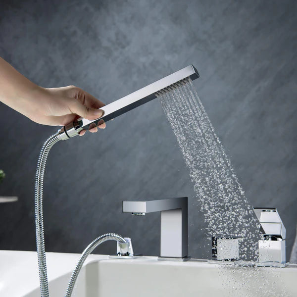 Casa Fixtures - Tub Faucets - Quadra Deck Mounted Roman Bathtub Faucet with Hand Shower (CTF-3102)
