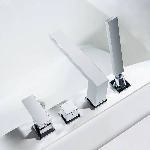 Casa Fixtures - Tub Faucets - Quadra Deck Mounted Roman Bathtub Faucet with Hand Shower (CTF-3102)