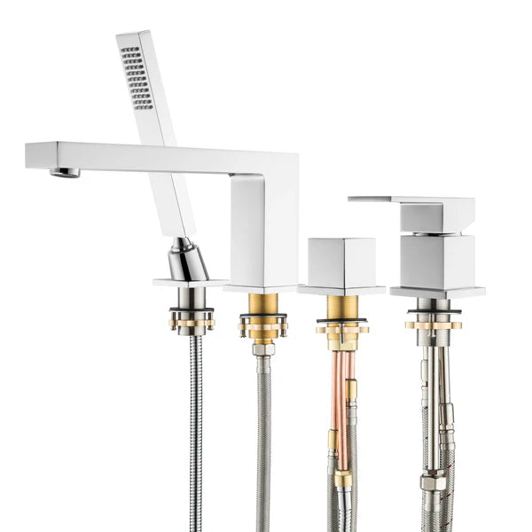 Casa Fixtures - Tub Faucets - Quadra Deck Mounted Roman Bathtub Faucet with Hand Shower (CTF-3102)