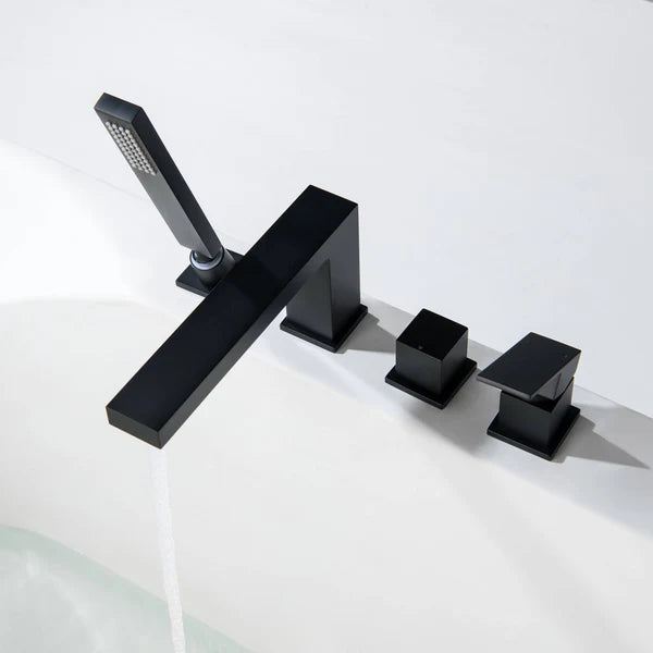 Casa Fixtures - Tub Faucets - Quadra Deck Mounted Roman Bathtub Faucet with Hand Shower (CTF-3102)