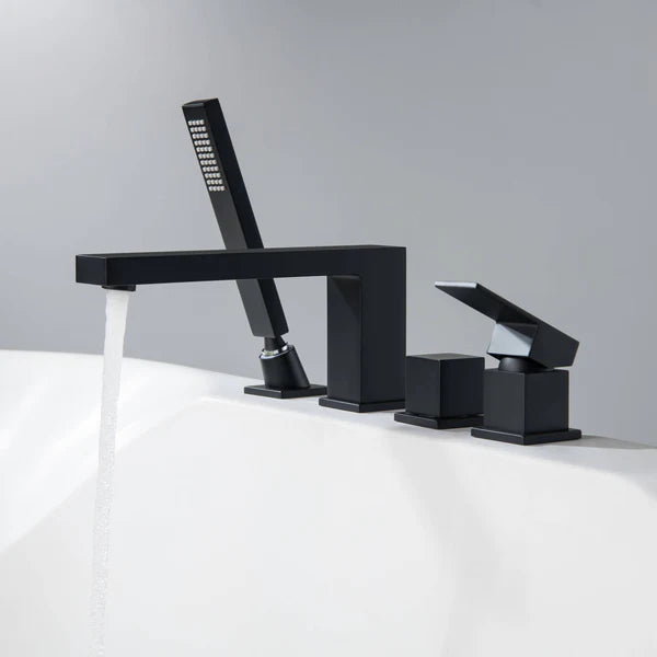 Casa Fixtures - Tub Faucets - Quadra Deck Mounted Roman Bathtub Faucet with Hand Shower (CTF-3102)