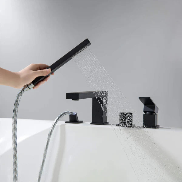 Casa Fixtures - Tub Faucets - Quadra Deck Mounted Roman Bathtub Faucet with Hand Shower (CTF-3102)
