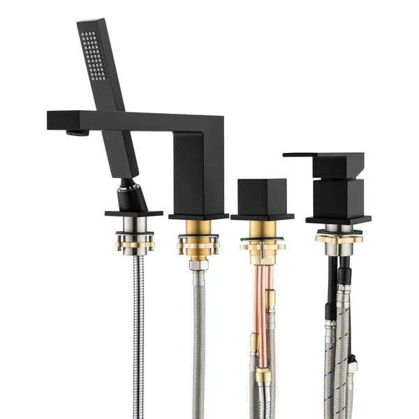 Casa Fixtures - Tub Faucets - Quadra Deck Mounted Roman Bathtub Faucet with Hand Shower (CTF-3102)