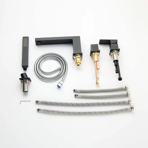 Casa Fixtures - Tub Faucets - Quadra Deck Mounted Roman Bathtub Faucet with Hand Shower (CTF-3102)