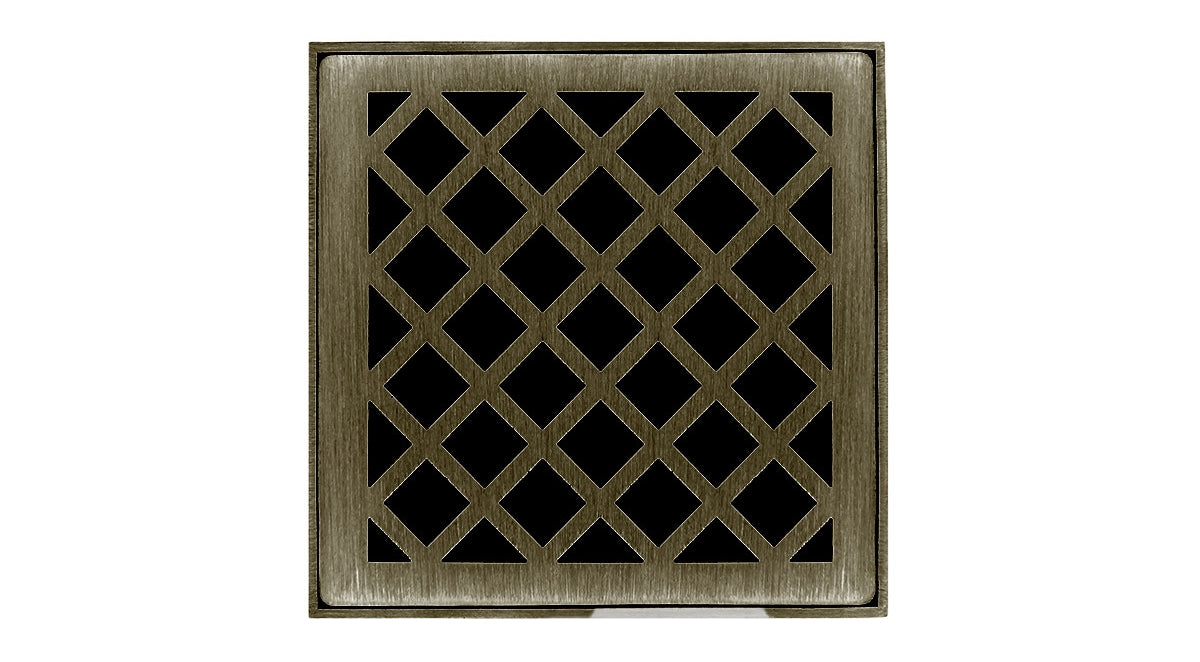 Infinity Drain - 4" x 4" Square Center Drain - XD 4 Criss Cross Series Drain (Complete Kit)