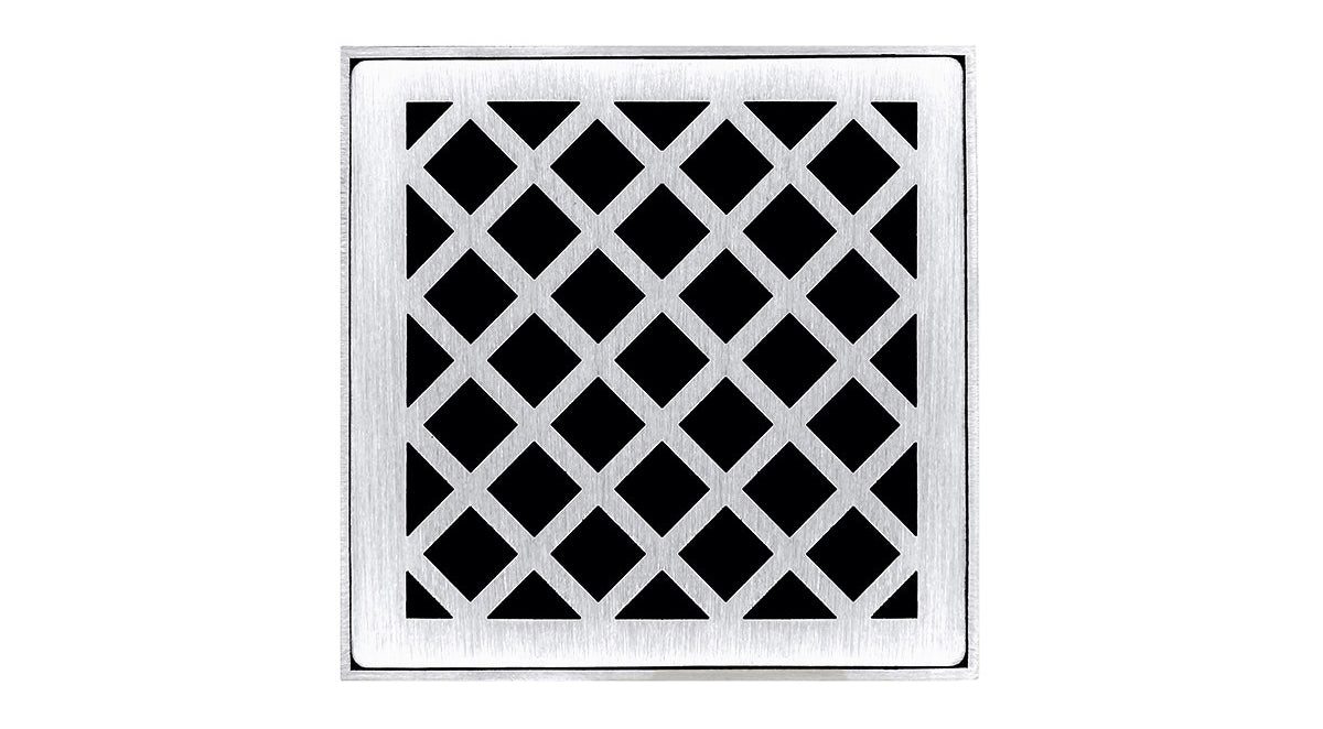 Infinity Drain - 4" x 4" Square Center Drain - XD 4 Criss Cross Series Drain (Complete Kit)