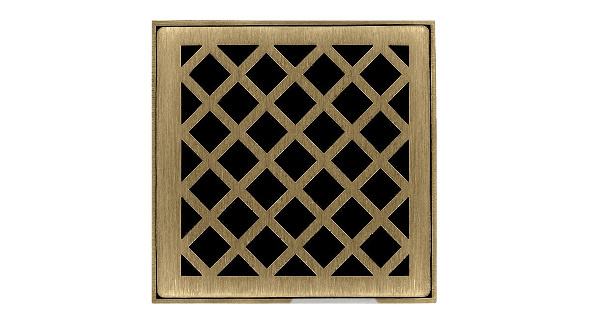 Infinity Drain - 4" x 4" Square Center Drain - XD 4 Criss Cross Series Drain (Complete Kit)