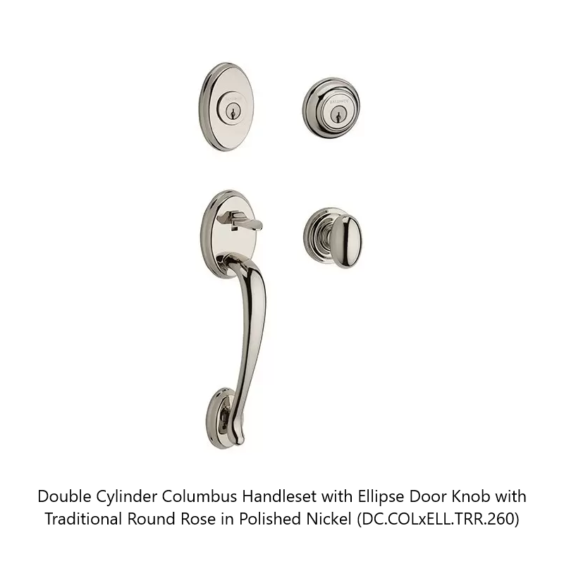 Baldwin - Reserve Collection - Sectional Handlesets - Columbus Tubular Entry Handleset with Interior Knob (Double Cylinder)