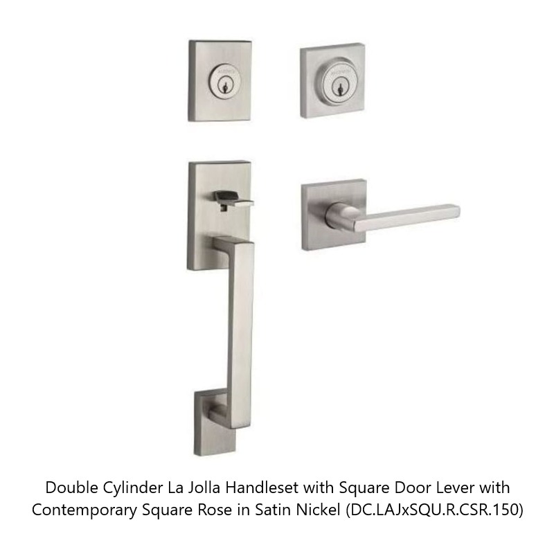 Baldwin - Reserve Collection - Sectional Handlesets - La Jolla Tubular Entry Handleset with Interior Lever (Double Cylinder)