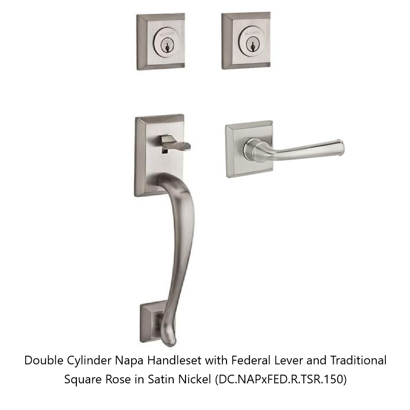 Baldwin - Reserve Collection - Sectional Handlesets - Napa Tubular Entry Handleset with Interior Lever (Double Cylinder)