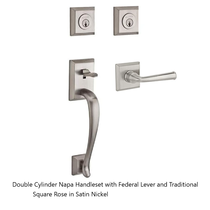 Baldwin - Reserve Collection - Sectional Handlesets - Napa Tubular Entry Handleset with Interior Lever (Double Cylinder)