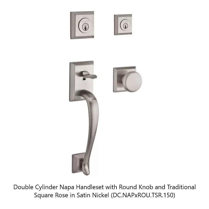 Baldwin - Reserve Collection - Sectional Handlesets - Napa Tubular Entry Handleset with Interior Knob (Double Cylinder)
