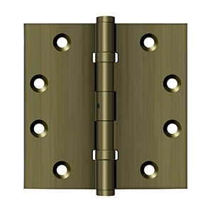 Deltana - Solid Brass Hinges - 4-1/2" x 4-1/2" NRP Ball Bearing Door Hinge Square Corner (Pairs)